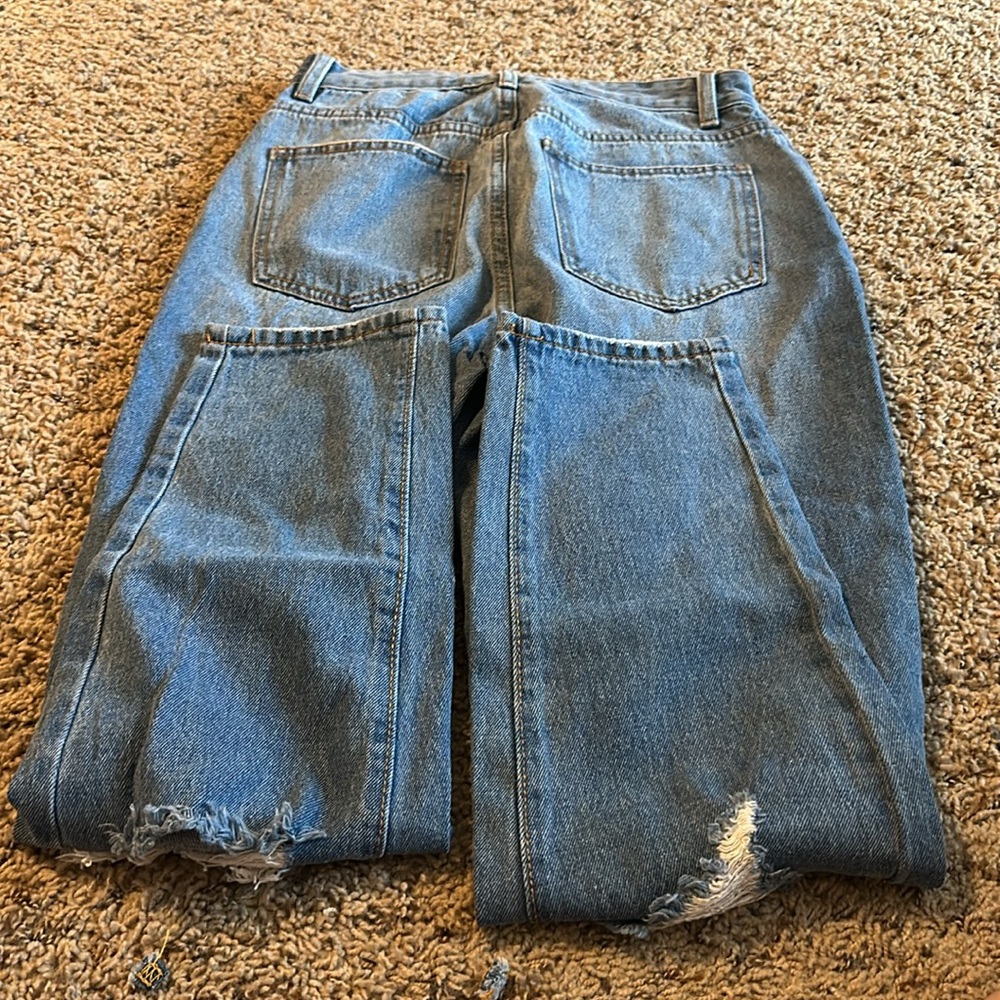 SHEIN Blue Relaxed Distressed Jeans - Picture 2 of 3